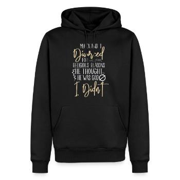Bonne fête de divorce Mon ex et moi - Sweat à capuche Premium bio Homme - noir - Devant - Nico (187cm)