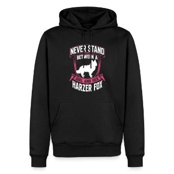 Fille et son Harz Fox Old German Herding Dog - Sweat à capuche Premium bio Homme - noir - Devant - Nico (187cm)