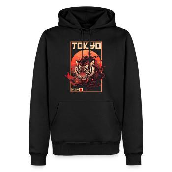 Tokyo Asie 80s Rétro Tiger Japonais - Sweat à capuche Premium bio Homme - noir - Devant - Nico (187cm)