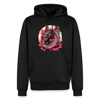 Tokyo Asie 80s Dragon Dragon Rétro Japonais - Sweat à capuche Premium bio Homme - noir - Devant - Nico (187cm)