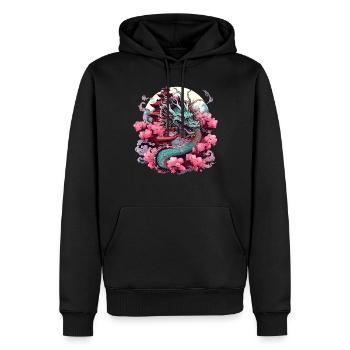 Tokyo Asie 80s Dragon Dragon Rétro Japonais - Sweat à capuche Premium bio Homme - noir - Devant - Nico (187cm)