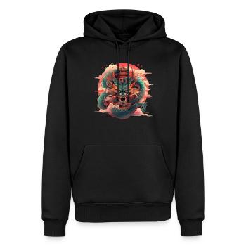 Tokyo Asie 80s Dragon Dragon Rétro Japonais - Sweat à capuche Premium bio Homme - noir - Devant - Nico (187cm)