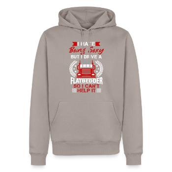 Camion Machine à plateau Véhicule cargo - Sweat à capuche Premium bio Homme - taupe - Devant - Nico (187cm)