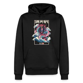 Tokyo Asie 80s Dragon Dragon Rétro Japonais - Sweat à capuche Premium bio Homme - noir - Devant - Nico (187cm)