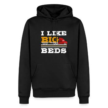 LKW Flachbettmaschine Frachtfahrzeug - Männer Premium Bio Hoodie - Schwarz - Vorne - Nico (187cm)
