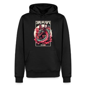 Tokyo Asie 80s Dragon Dragon Rétro Japonais - Sweat à capuche Premium bio Homme - noir - Devant - Nico (187cm)