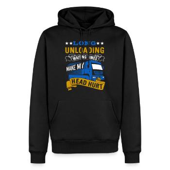 LKW Flachbettmaschine Frachtfahrzeug - Männer Premium Bio Hoodie - Schwarz - Vorne - Nico (187cm)