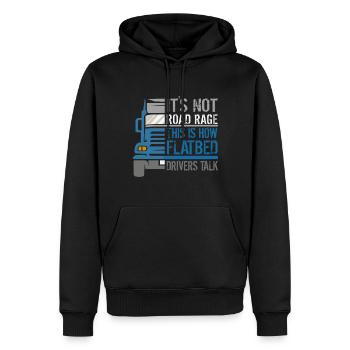 LKW Flachbettmaschine Frachtfahrzeug - Männer Premium Bio Hoodie - Schwarz - Vorne - Nico (187cm)