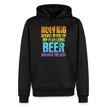 Roofing Solves Most Of My Problems - Funny Roofer - Männer Premium Bio Hoodie - Schwarz - Vorne - Nico (187cm)