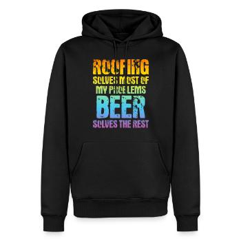 Funny Roofer Quotes - Roofing Solves Most Of My Pr - Männer Premium Bio Hoodie - Schwarz - Vorne - Nico (187cm)