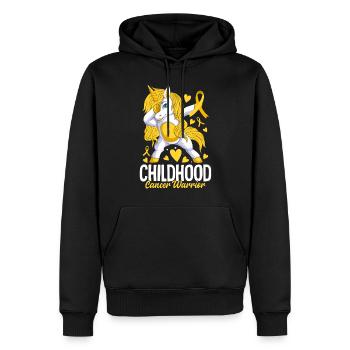 Sensibilisation au cancer infantile Licorne Enfance - Sweat à capuche Premium bio Homme - noir - Devant - Nico (187cm)