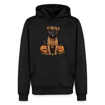 Border Terrier Chien Citrouille Paresseuse Halloween Party - Sweat à capuche Premium bio Homme - noir - Devant - Nico (187cm)