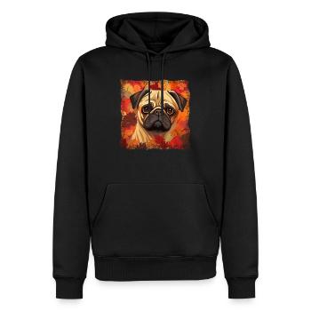 Carlin d’automne: Feuillage coloré et feuilles dans le vert - Sweat à capuche Premium bio Homme - noir - Devant - Nico (187cm)