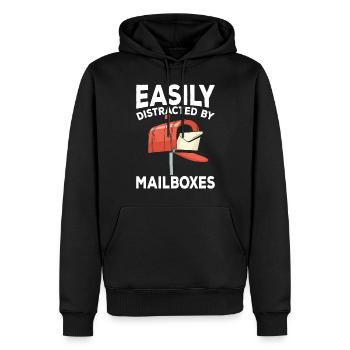 Facilement distrait par un drôle de postier aux lettres - Sweat à capuche Premium bio Homme - noir - Devant - Nico (187cm)