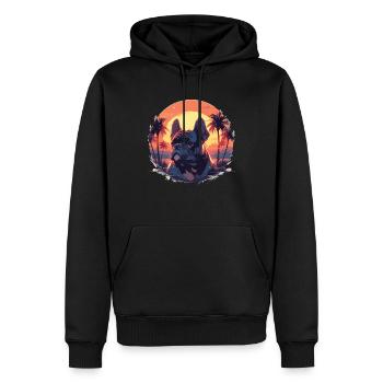 Bulldog français - Sweat à capuche Premium bio Homme - noir - Devant - Nico (187cm)