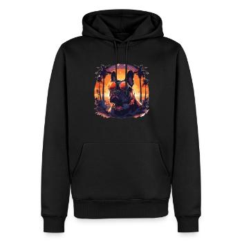 Bulldog français - Sweat à capuche Premium bio Homme - noir - Devant - Nico (187cm)