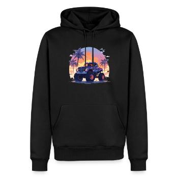 camion monstre - Sweat à capuche Premium bio Homme - noir - Devant - Nico (187cm)