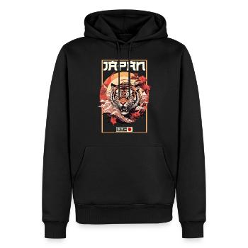 Tokio Asien 80er Japanischer Retro Tiger - Männer Premium Bio Hoodie - Schwarz - Vorne - Nico (187cm)