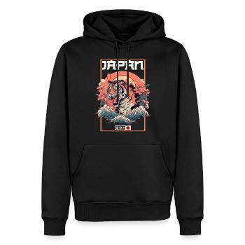Tokyo Asie 80s Rétro Tiger Japonais - Sweat à capuche Premium bio Homme - noir - Devant - Nico (187cm)
