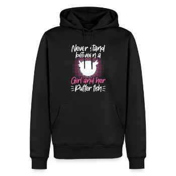 Mädchen und ihr Kugelfisch Aquaristik - Männer Premium Bio Hoodie - Schwarz - Vorne - Nico (187cm)