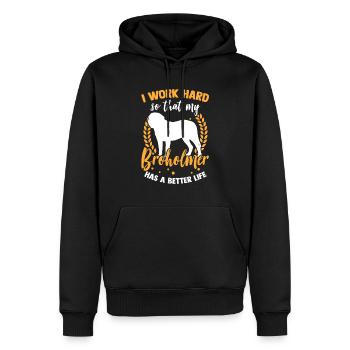 Je travaille dur pour mon Broholmer - Sweat à capuche Premium bio Homme - noir - Devant - Nico (187cm)