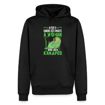 Frau mit Kakapo Neuseeland Papagei - Männer Premium Bio Hoodie - Schwarz - Vorne - Nico (187cm)