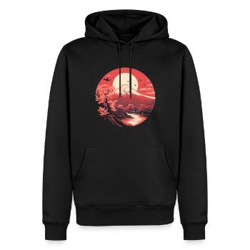 Mount Fuji Japanese Landscape Art Print - Männer Premium Bio Hoodie - Schwarz - Vorne - Nico (187cm)