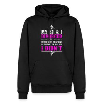 Bonne fête de divorce Mon ex et moi - Sweat à capuche Premium bio Homme - noir - Devant - Nico (187cm)