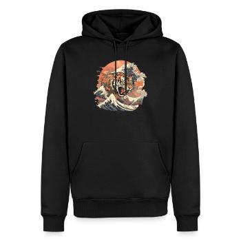 Tokyo Asie 80s Rétro Tiger Japonais - Sweat à capuche Premium bio Homme - noir - Devant - Nico (187cm)