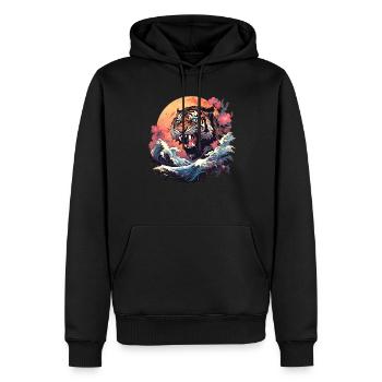 Tokio Asien 80er Japanischer Retro Tiger - Männer Premium Bio Hoodie - Schwarz - Vorne - Nico (187cm)