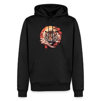 Tokyo Asie 80s Rétro Tiger Japonais - Sweat à capuche Premium bio Homme - noir - Devant - Nico (187cm)
