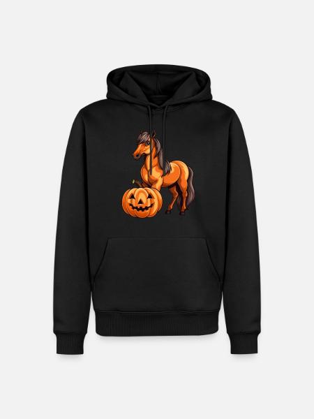 Pferd Kürbis Lazy Halloween Party Kostüm Kinder - Männer Premium Bio Hoodie - Schwarz
