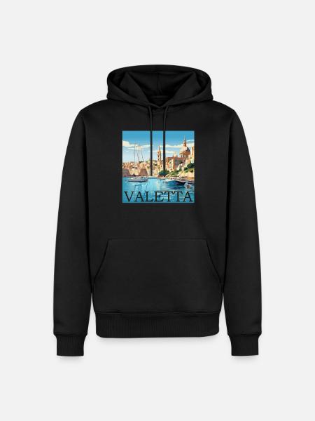 Malte Valletta Port Straight Cut Design - Sweat à capuche Premium bio Homme - noir