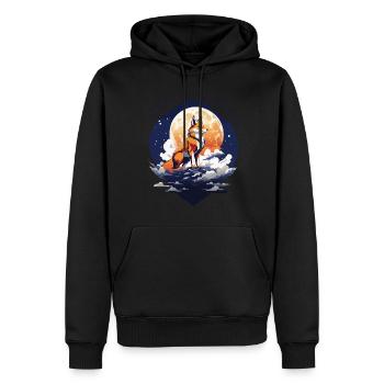 Mystischer Fuchs im Vollmond Japan Art Style - Männer Premium Bio Hoodie - Schwarz - Vorne - Nico (187cm)