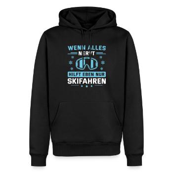 Skifahrer Wenn alles nervt Skifahren - Männer Premium Bio Hoodie - Schwarz - Vorne - Nico (187cm)