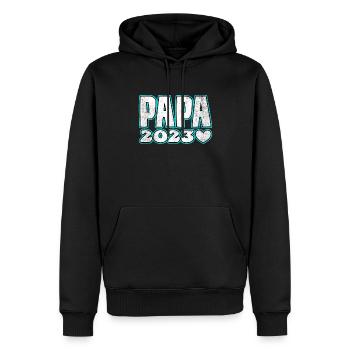 Papa 2023 - Männer Premium Bio Hoodie - Schwarz - Vorne - Nico (187cm)