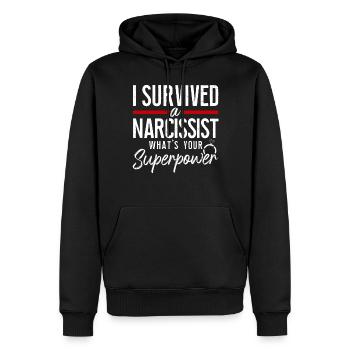 Fête de divorce heureuse J’ai survécu à un - Sweat à capuche Premium bio Homme - noir - Devant - Nico (187cm)
