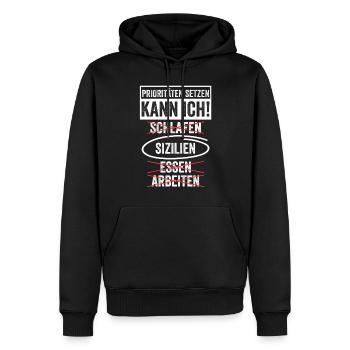 Siz+J44:J72ilianer Sizilianisch Sizilien - Männer Premium Bio Hoodie - Schwarz - Vorne - Nico (187cm)