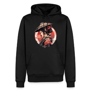 Asie 80s Samouraï Rétro Japonais Samouraï - Sweat à capuche Premium bio Homme - noir - Devant - Nico (187cm)