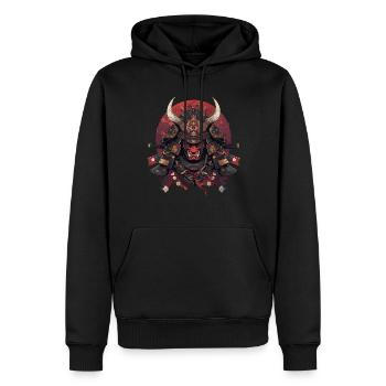 Asien 80er Japanischer Retro Samurais Samurai - Männer Premium Bio Hoodie - Schwarz - Vorne - Nico (187cm)