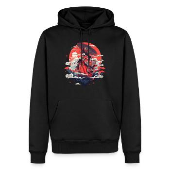 Asie 80s Samouraï Rétro Japonais Samouraï - Sweat à capuche Premium bio Homme - noir - Devant - Nico (187cm)