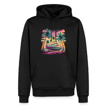 bateau à moteur bateau de sport bateau yacht propriétaire de bateau - Sweat à capuche Premium bio Homme - noir - Devant - Nico (187cm)