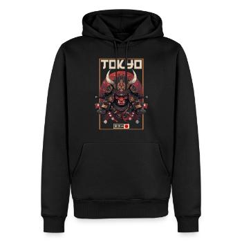 Asie 80s Samouraï Rétro Japonais Samouraï - Sweat à capuche Premium bio Homme - noir - Devant - Nico (187cm)