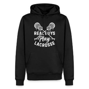 Joueur de crosse - De vrais gars jouent à la crosse - Sweat à capuche Premium bio Homme - noir - Devant - Nico (187cm)