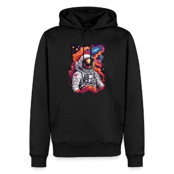 Kosmische Entdeckung Astronaut im Weltall - Männer Premium Bio Hoodie - Schwarz - Vorne - Nico (187cm)