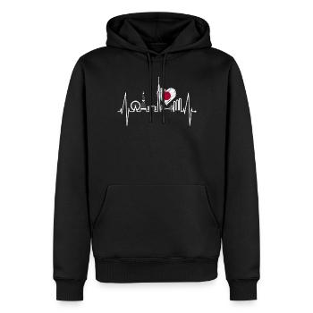 Tokio Skyline Herzschlag Japan Flagge I Love Tokyo - Männer Premium Bio Hoodie - Schwarz - Vorne - Nico (187cm)