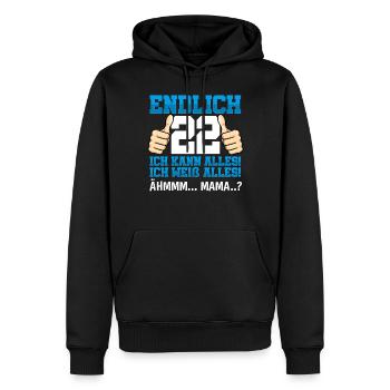 Endlich 22 Ich Kann Alles Ich Weiß Alles - Männer Premium Bio Hoodie - Schwarz - Vorne - Nico (187cm)