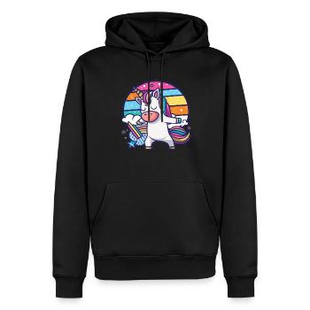 Einhorn Regenbogen Einhorn Rose Unicorns - Männer Premium Bio Hoodie - Schwarz - Vorne - Nico (187cm)