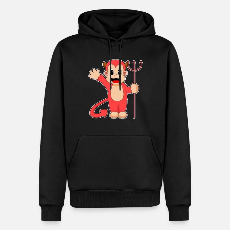 Monkey Halloween Devil Trident - Men’s Premium Organic Hoodie - black