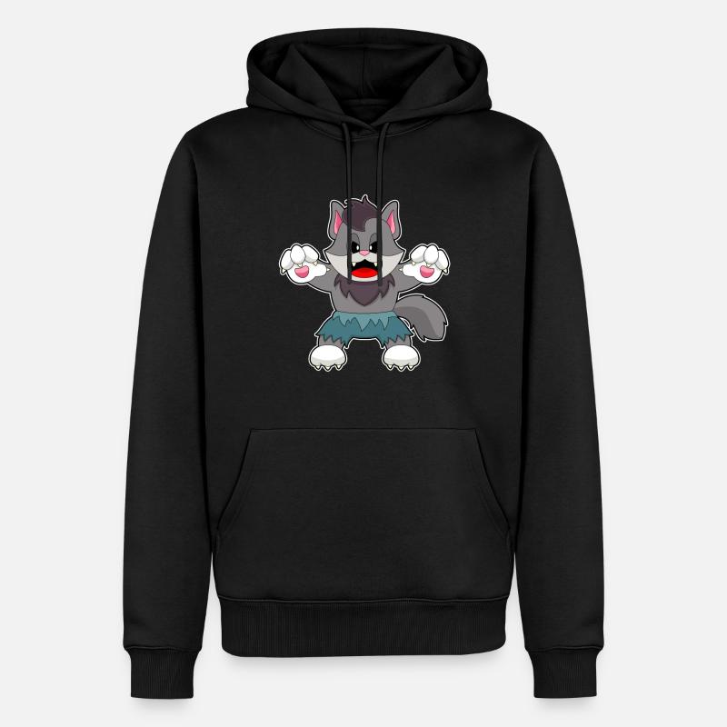 Chat Halloween - Sweat à capuche Premium bio Homme - noir